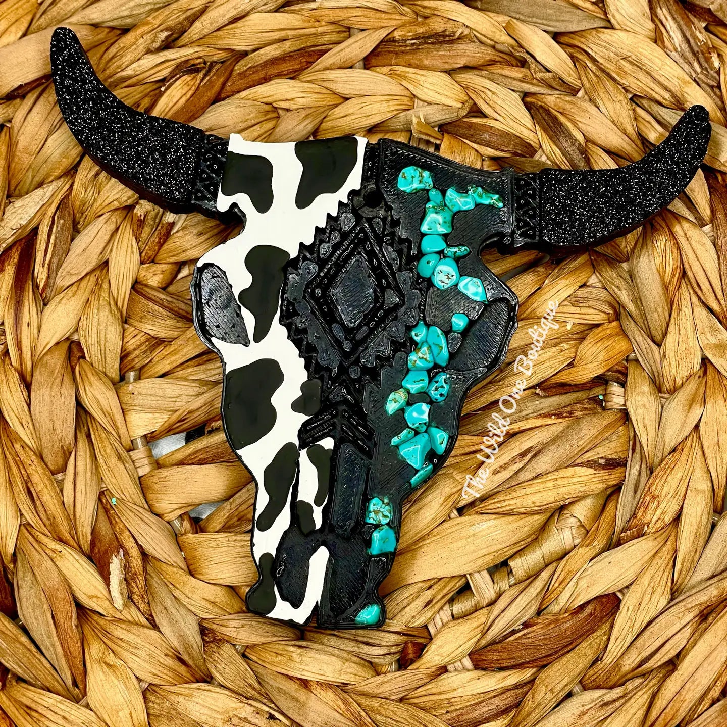 Wholesale Cow Print Turquoise Bull Skull Car Freshie