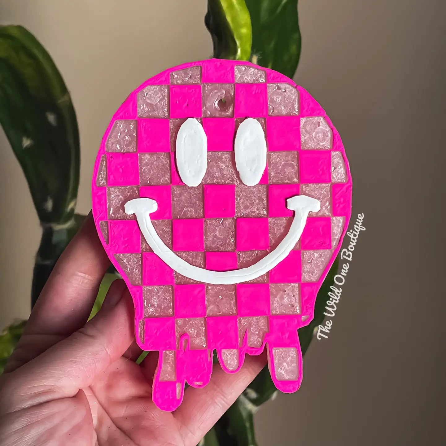 Wholesale Checkered light pink smile Car Freshie