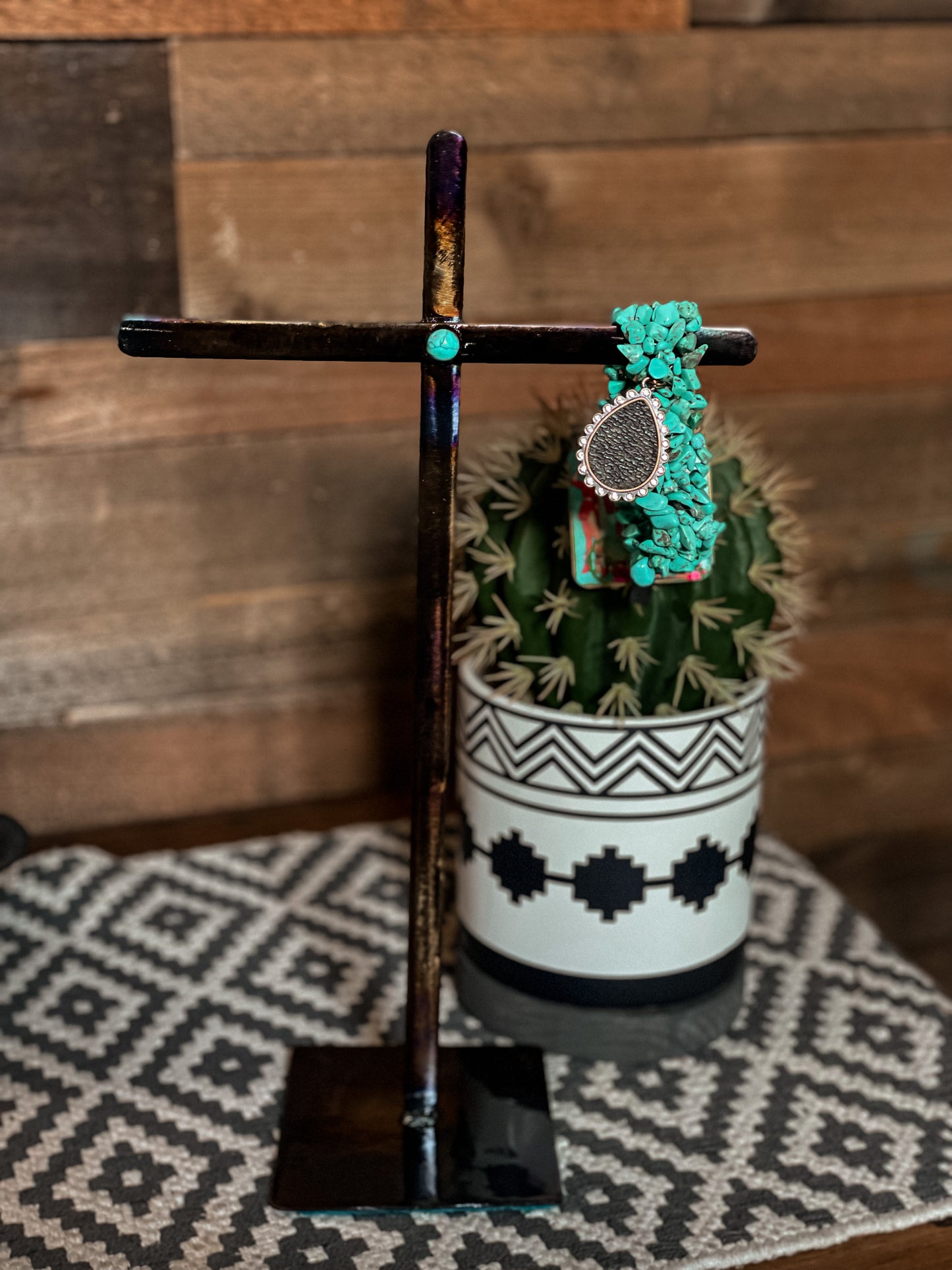 Handmade Metal Cross Jewelry Holder