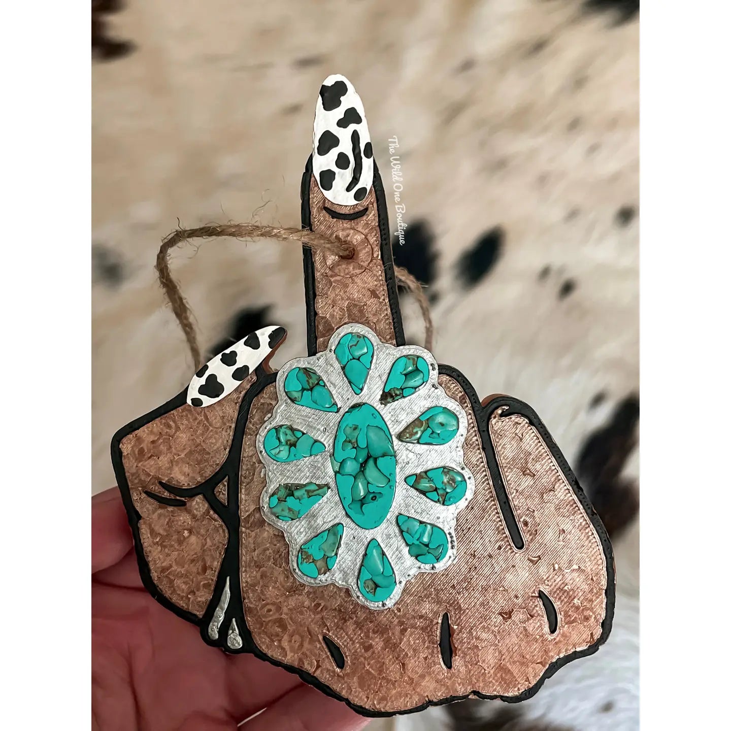 Wholesale Western Glam Cow Print Finger Car Freshie
