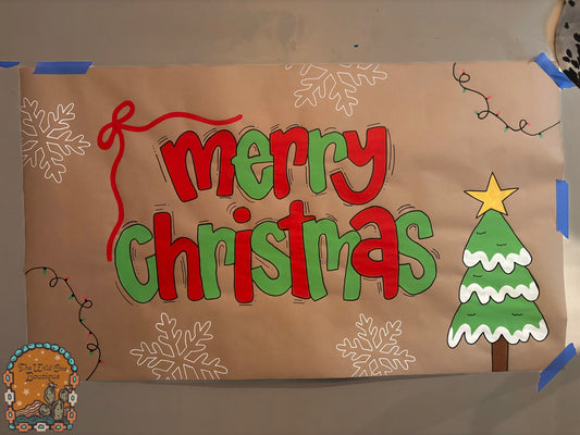 Merry Christmas Hand Painted Banner