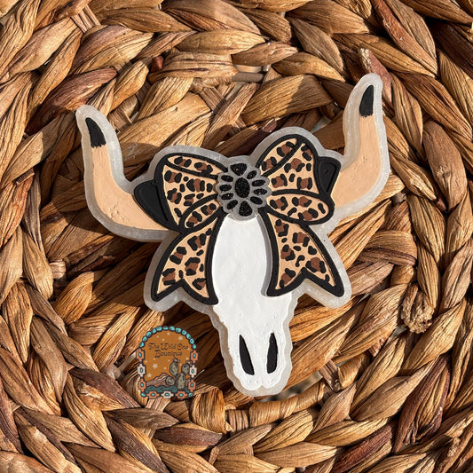 Cheetah Bow Bull Skull Car Freshie