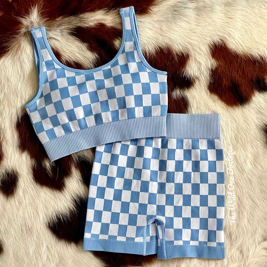 Blue Checkered 2 Piece Set