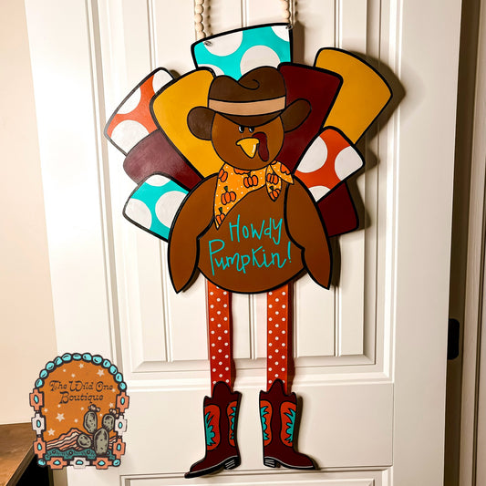 Howdy Pumpkin Turkey Door Hanger