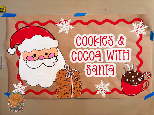Cookie w/ Santa Hand Painted Banner