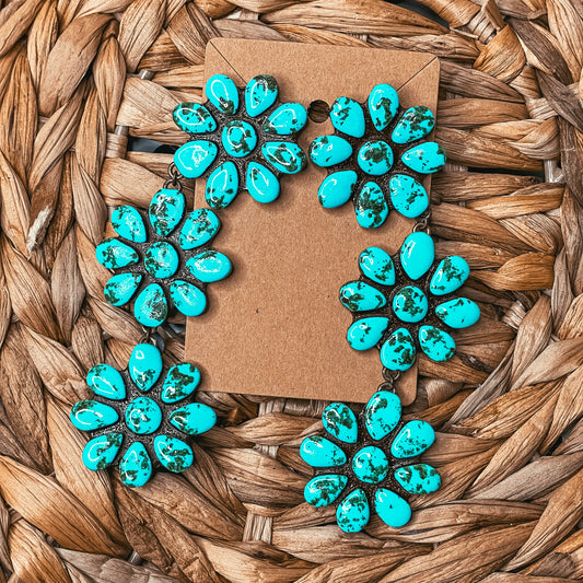 Clay Flower Turquoise Earrings